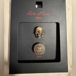 ZARA Kate Moss Bobby Gillespie Collection Skull Gold Chunky‎ Ring Set Mob Wife